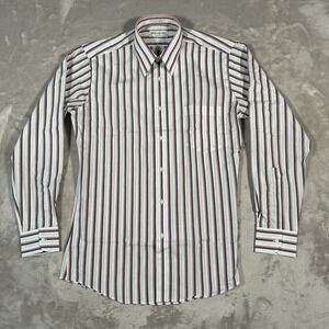 YVES SAINT LAURENT YSL Shirt Men Large 15 32-33 Stiped Long Sleeve Button Up VTG